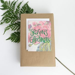Seasons Greetings Card - Floral Christmas Card - Set of 50